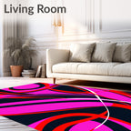Vibrant Pink Red Swirl Abstract Rug