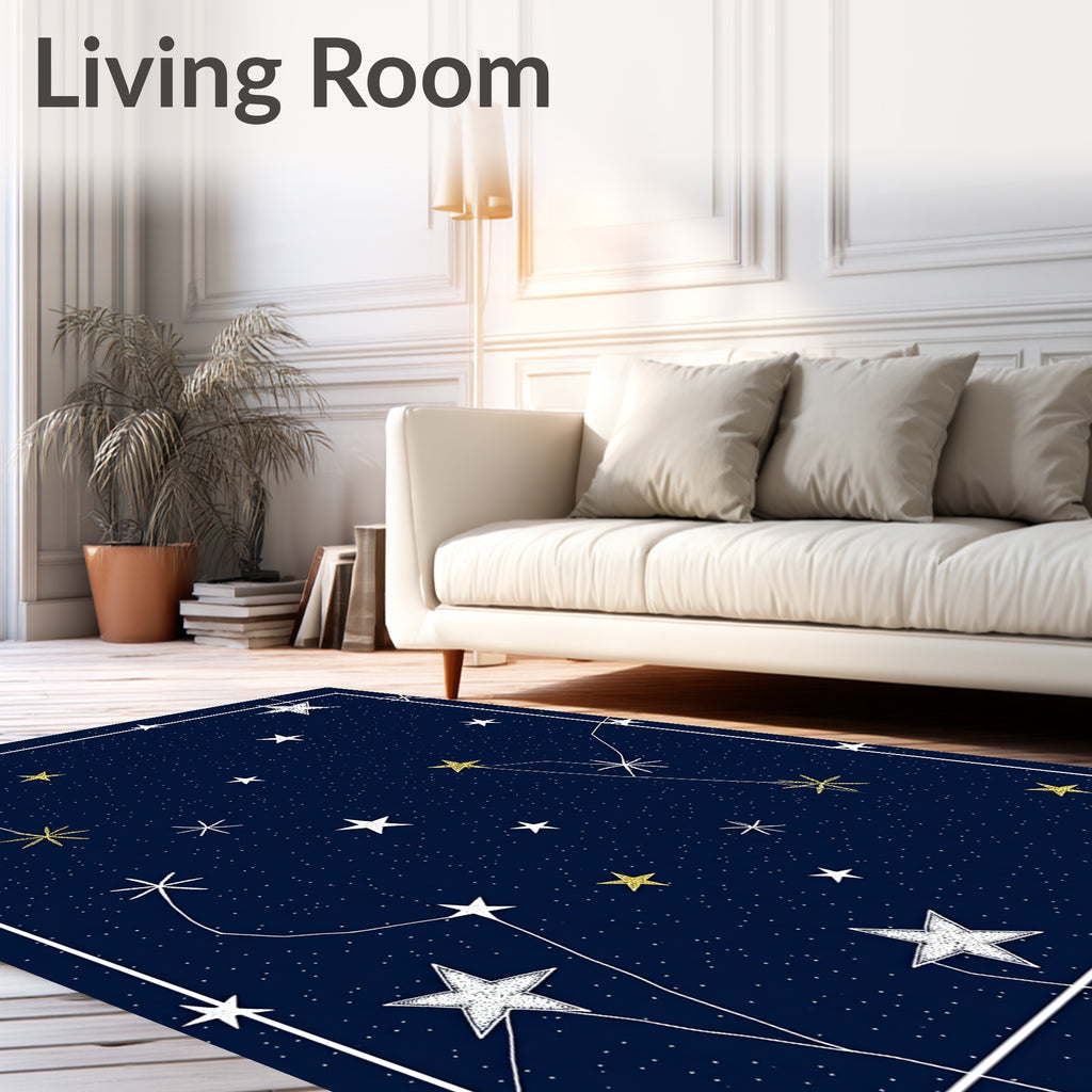 Celestial Star Constellation Deep Blue Rug