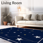 Celestial Star Constellation Deep Blue Rug