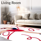 Crimson Ballet Dancer Ribbon Swirl Rug