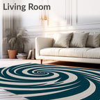 Deep Teal Swirling Spiral Rug