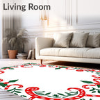 Red Green Holly Candy Cane Garland Rug