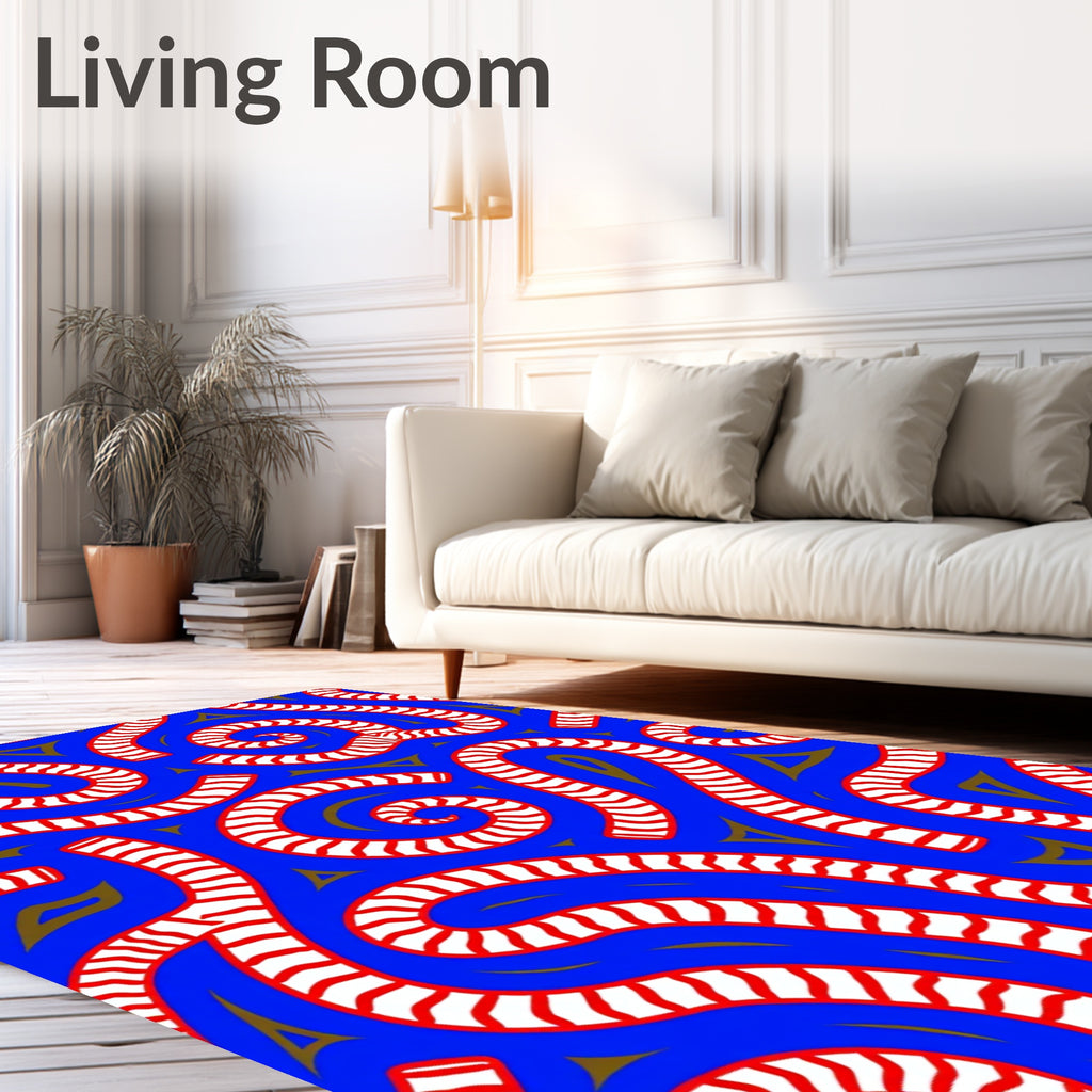 Bold Blue Candy Cane Swirl Rug