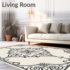 Dark Scrollwork Cream Centerpiece Rug