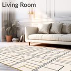 Minimalist Beige Abstract Geometric Rug