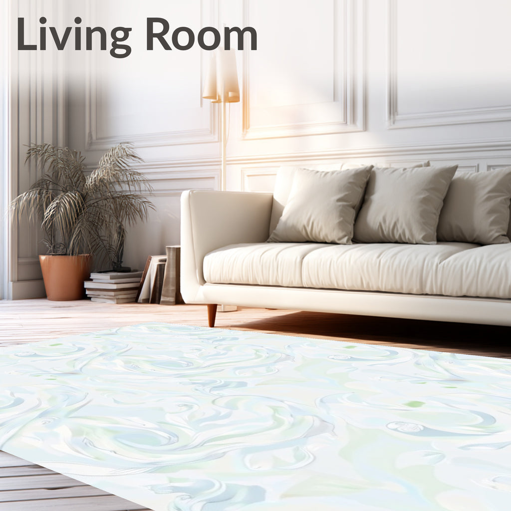 Ethereal Ice Blue Swirls Rug