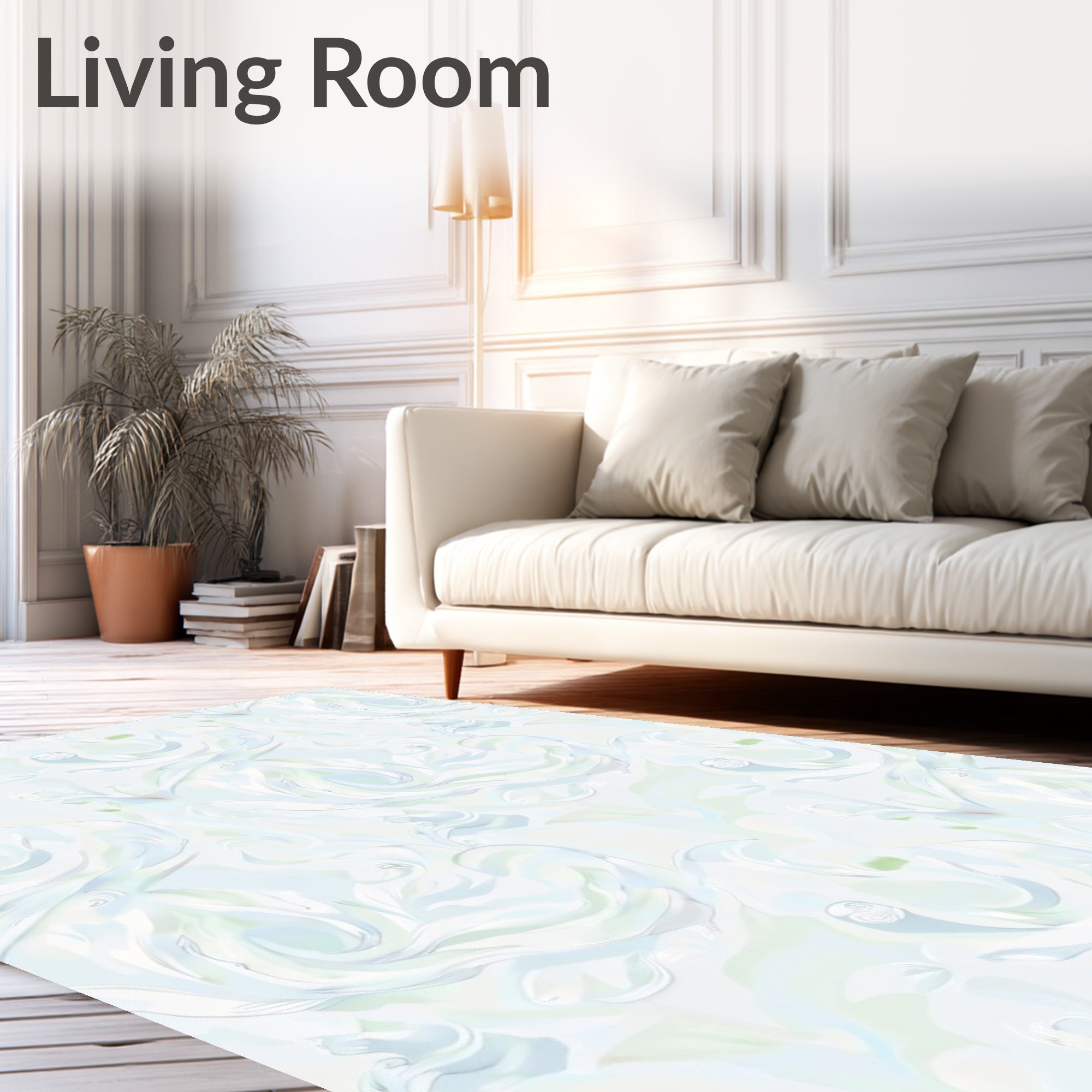 Ethereal Ice Blue Swirls Rug