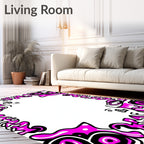 Vibrant Pink Bold Abstract Border Rug