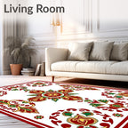 Crimson Gold Green Floral Medallion Array Rug