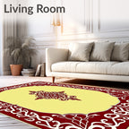 Rich Red Elaborate Scrollwork Ochre Rug