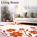 Orange Floral Vine Border Rug