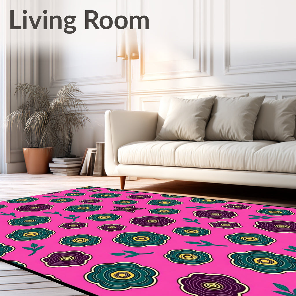 Pink Floral Garden Star Rug