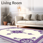 Rich Violet Ornate Floral Medallion Rug