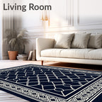 Navy White Interlocking Chain Link Rug