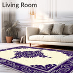 Deep Purple Floral Frame Medallion Rug