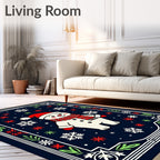 Charming Snowman Snowflake Border Rug