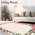 Pink Peach Floral Garland Accent Rug