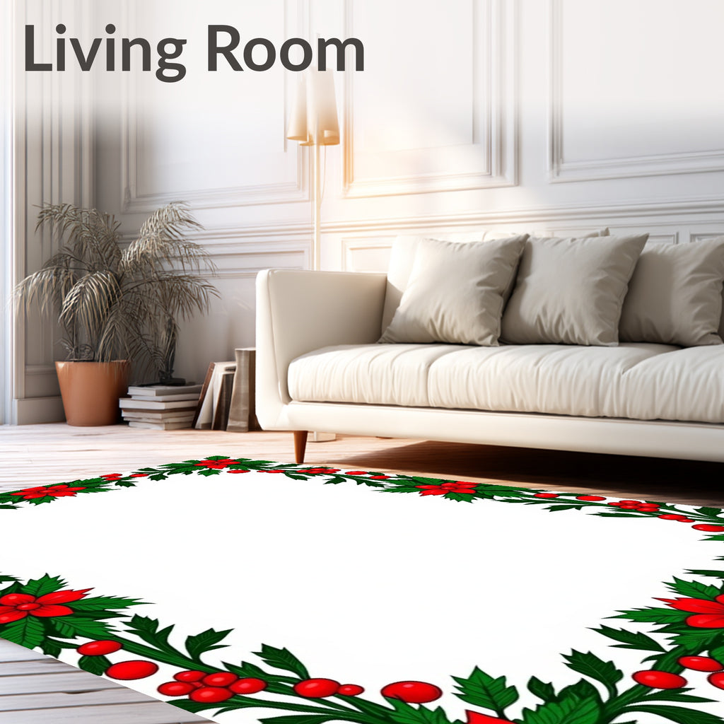 Festive Red Holly Berry Border Rug