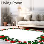 Festive Red Holly Berry Border Rug