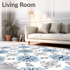 Light Blue Floral Medallion Geometric Rug