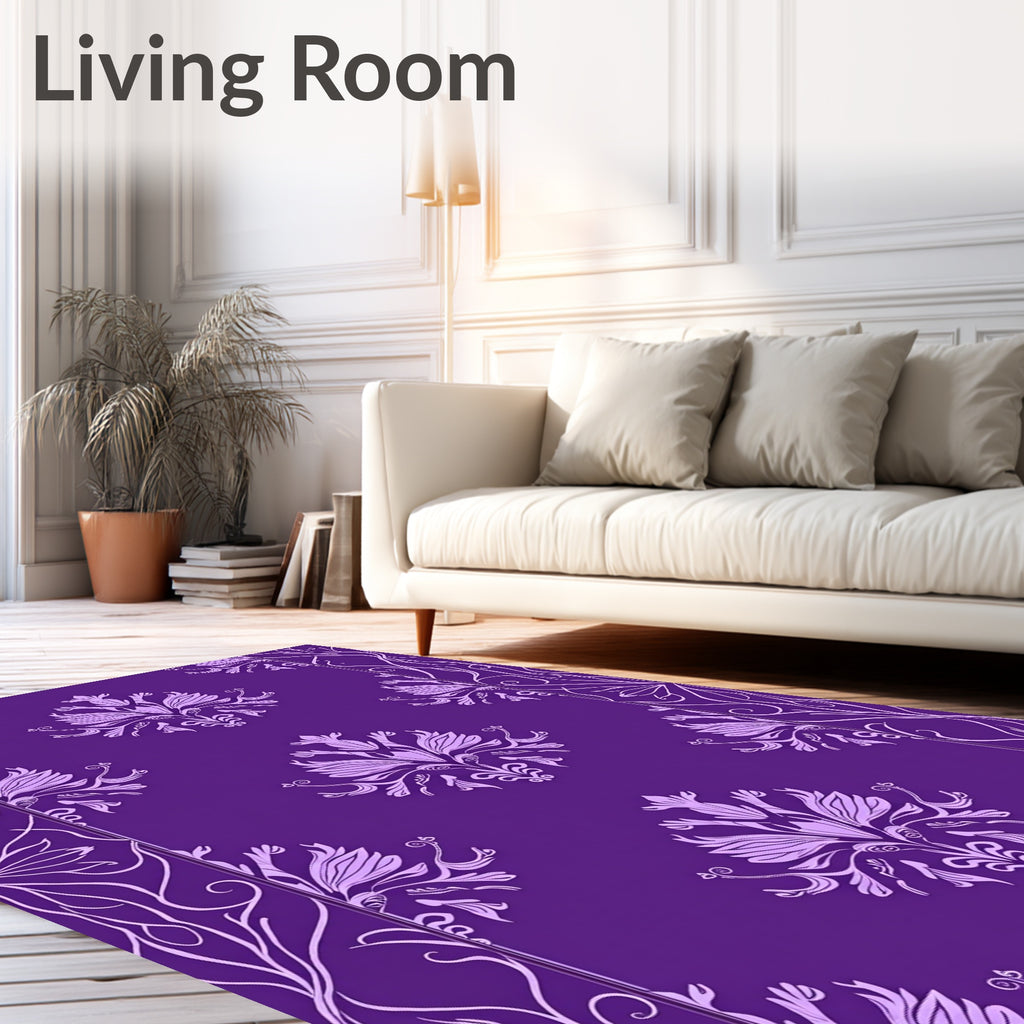 Regal Purple Floral Damask Rug