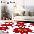 Bold Red Yellow Starburst Floral Rug