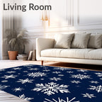 Navy Blue Snowflake Scatter Rug