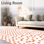 Orange and White Woven Oval Grid Rug