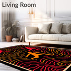 Crimson Orange Figures Abstract Maze Rug