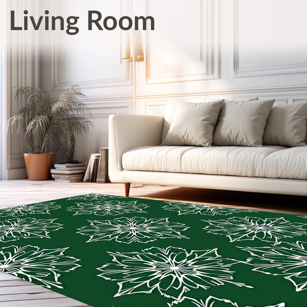 Emerald Snowflakes All Over Rug