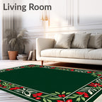 Elegant Red Berry Floral Border Rug