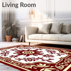 Crimson Ivory Floral Medallion Square Rug