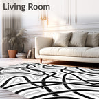 Striking Black Intertwined Curve Rug