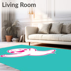 Happy White Ghost Teal Whimsical Rug