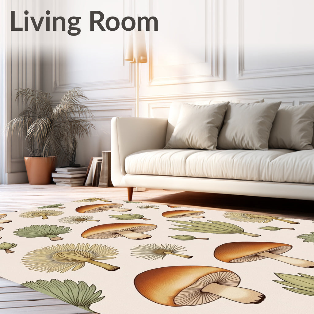 Earthy Mushroom Botanical Repeat Rug