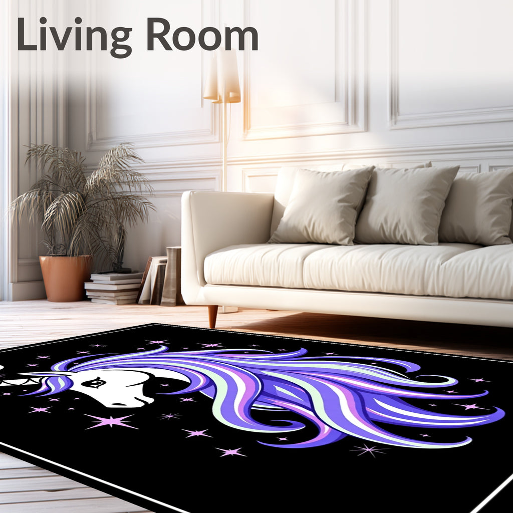 Fantasy Unicorn Pastel Swirl Stars Rug