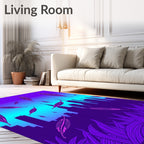 Purple Feather Cityscape Skyline Rug
