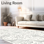 Ornamental Outline Floral Swirl Rug