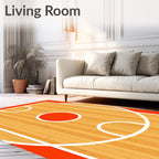 Orange Basketball Court Wood Grain Rug