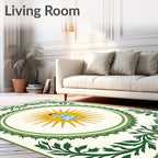 Whimsical Child Sunburst Green Border Rug