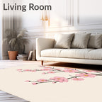 Pink Floral Branches on Cream Background Rug