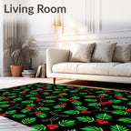 Dark Holly Berry Leaf Foliage Rug