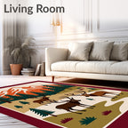 Woodland Elk Majestic Mountain Scene Rug