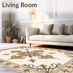 Ornate Golden Floral Medallion Rug