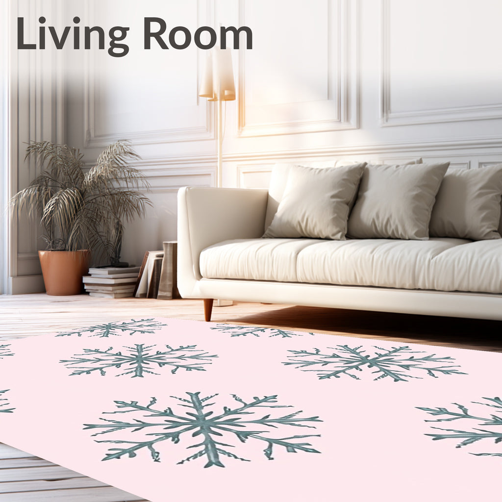 Soft Pink Teal Snowflakes Repeat Rug