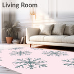 Soft Pink Teal Snowflakes Repeat Rug