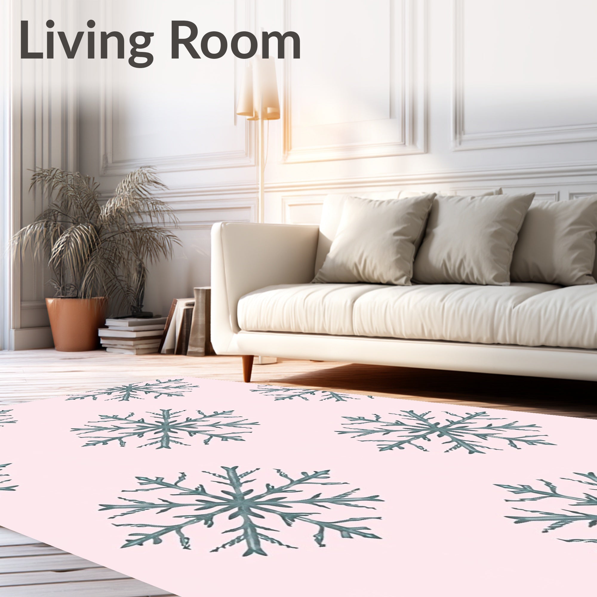 Soft Pink Teal Snowflakes Repeat Rug