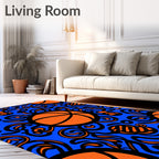 Vibrant Orange Basketball Swirls Rug