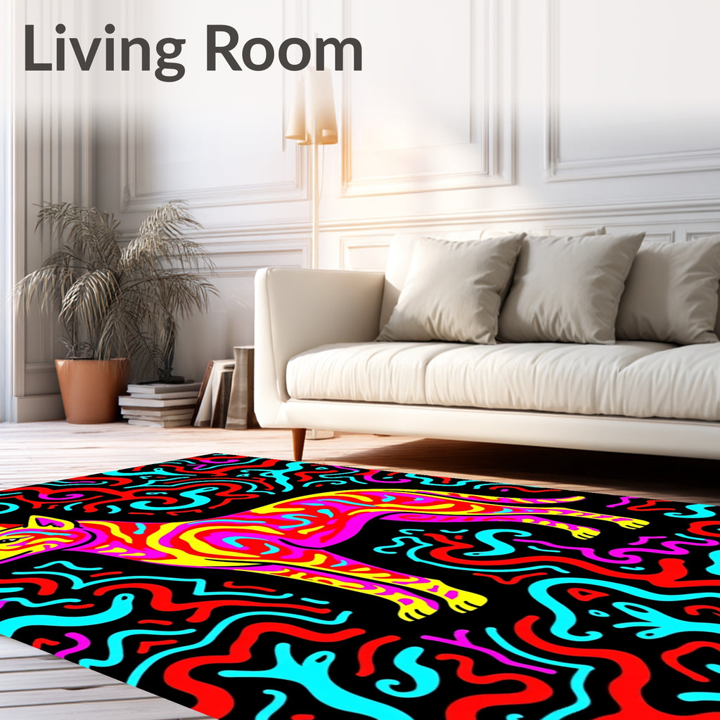 Vibrant Dog Abstract Swirl Rug