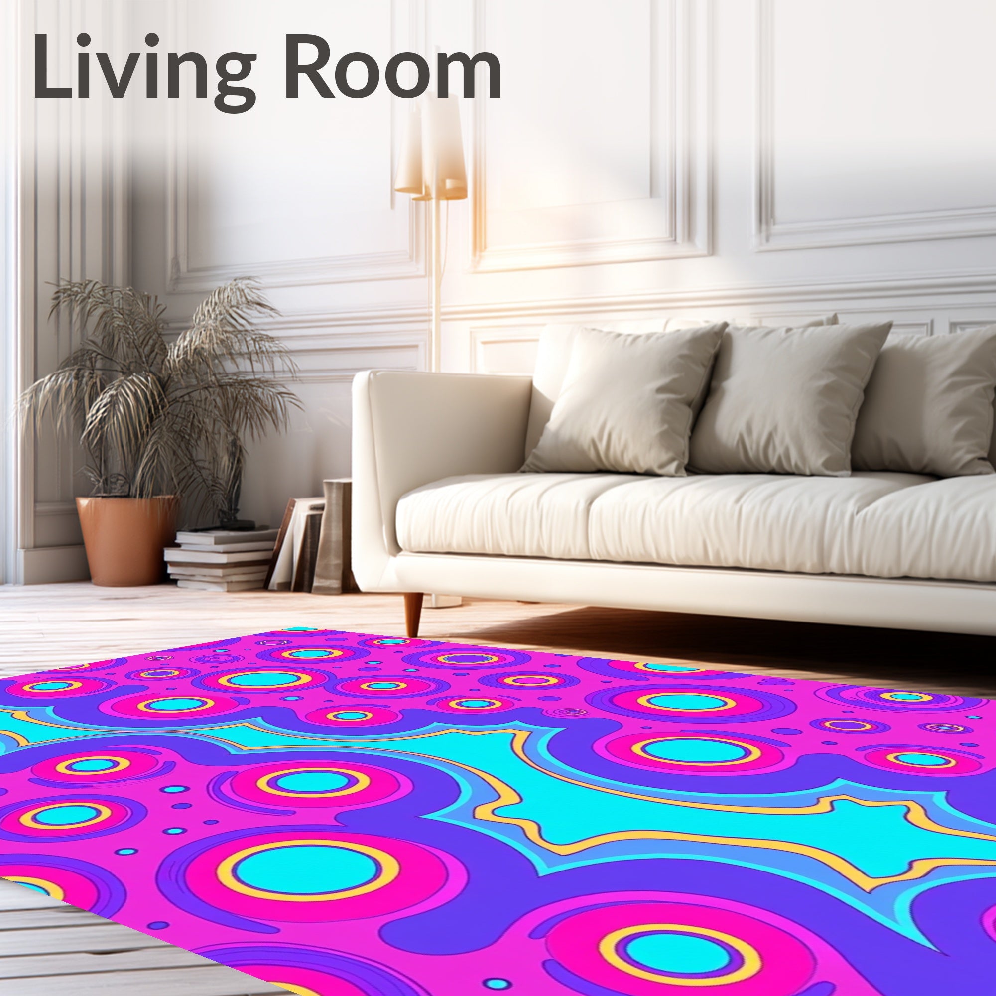 Radical Pink Psychedelic Circular Waves Rug